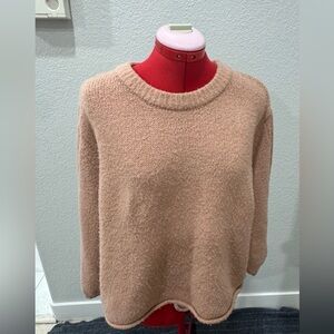Cozy Blush Pink Knit Sweater Crew Neck Pullover Soft Girl Aesthetic